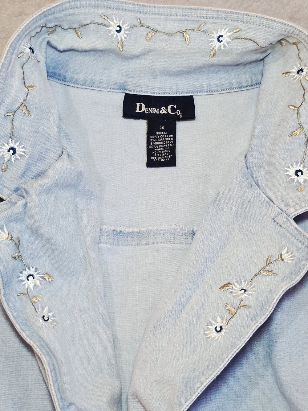 Denim&Co Light Blue Embellished Collar Denim Blazer - Picture 6 of 12